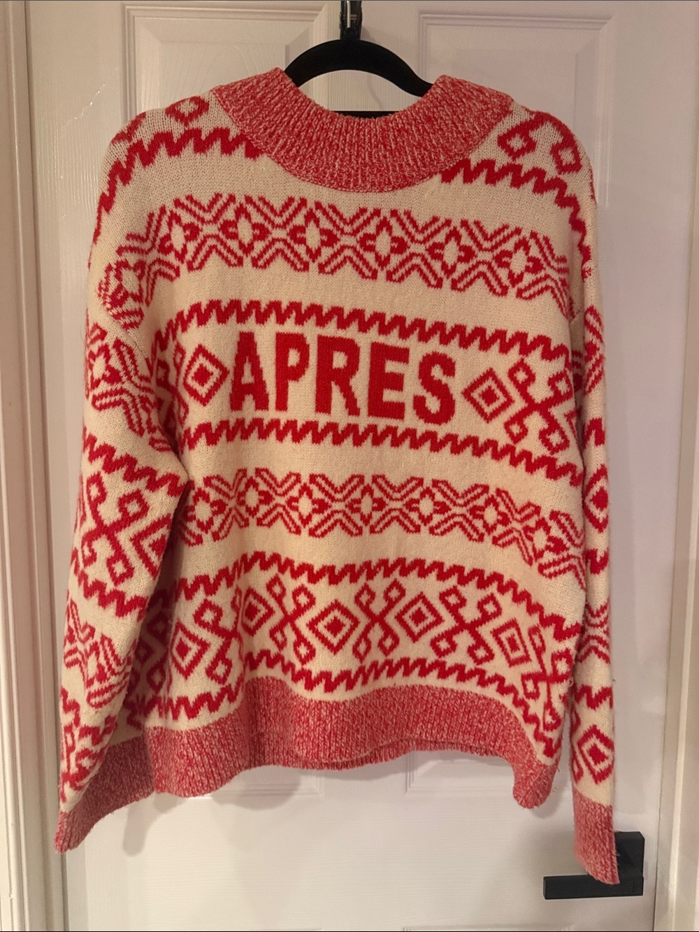 a new day Red & Cream Nordic APRES Crewneck Sweater